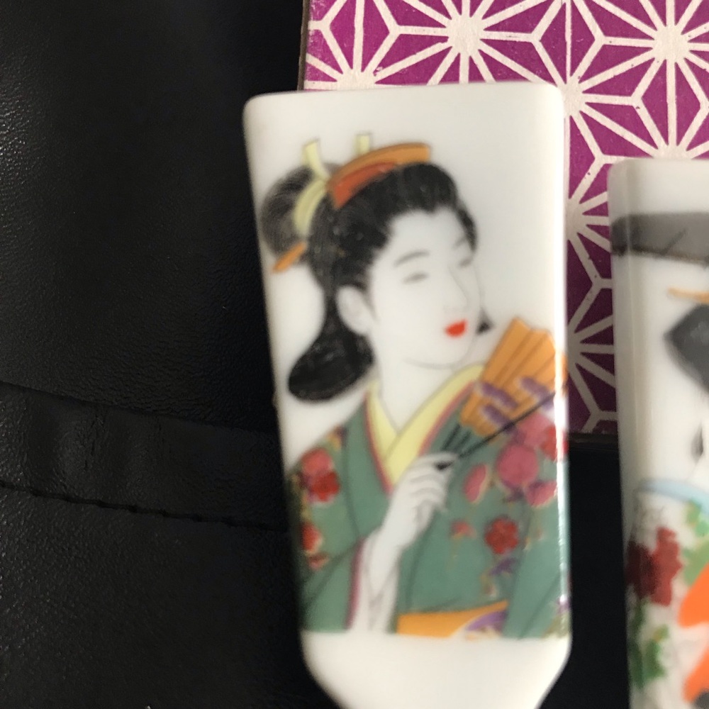 ____SOLD_____PORCELAIN CHOP STICK HOLDERS - Picture 2 of 4